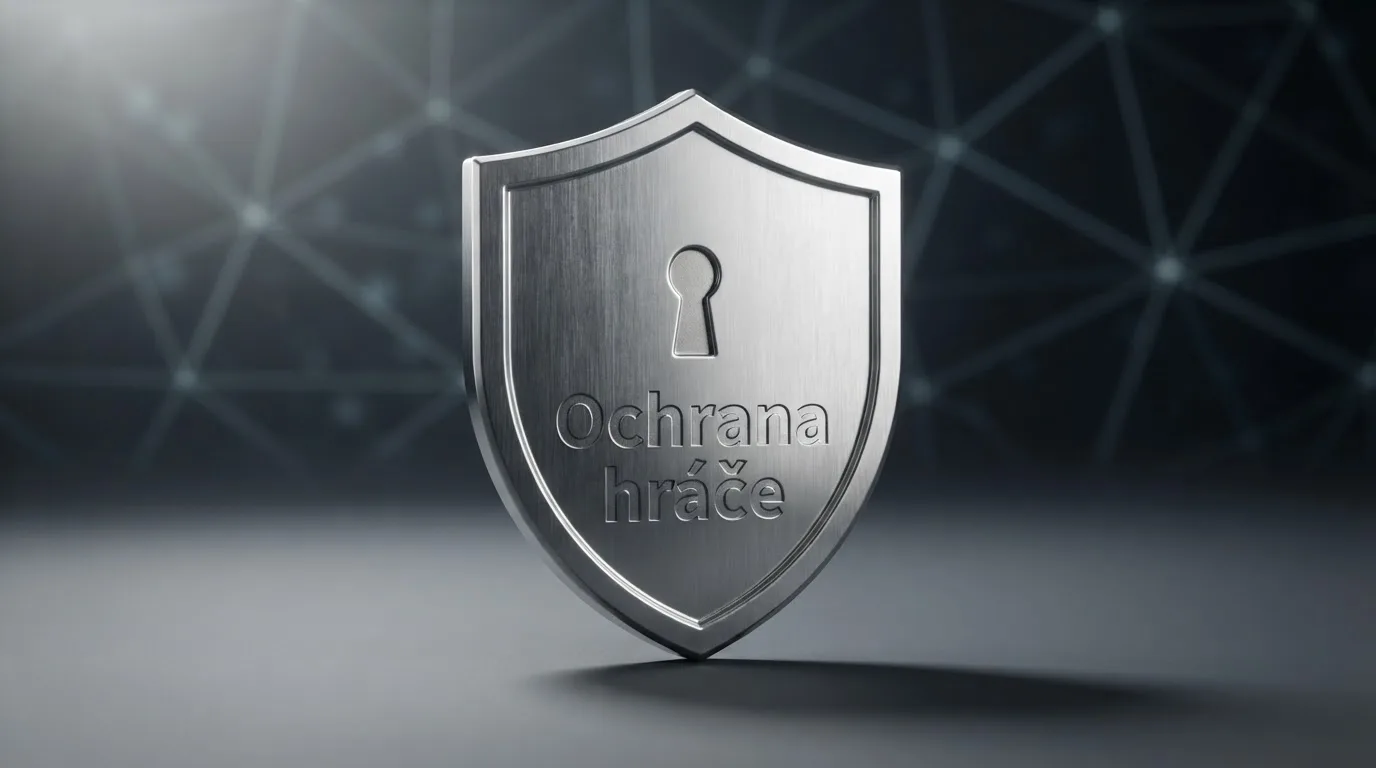 Úřední dokument s razítkem Ministerstva financí ČR vedle symbolického štítu s nápisem „Ochrana hráče“