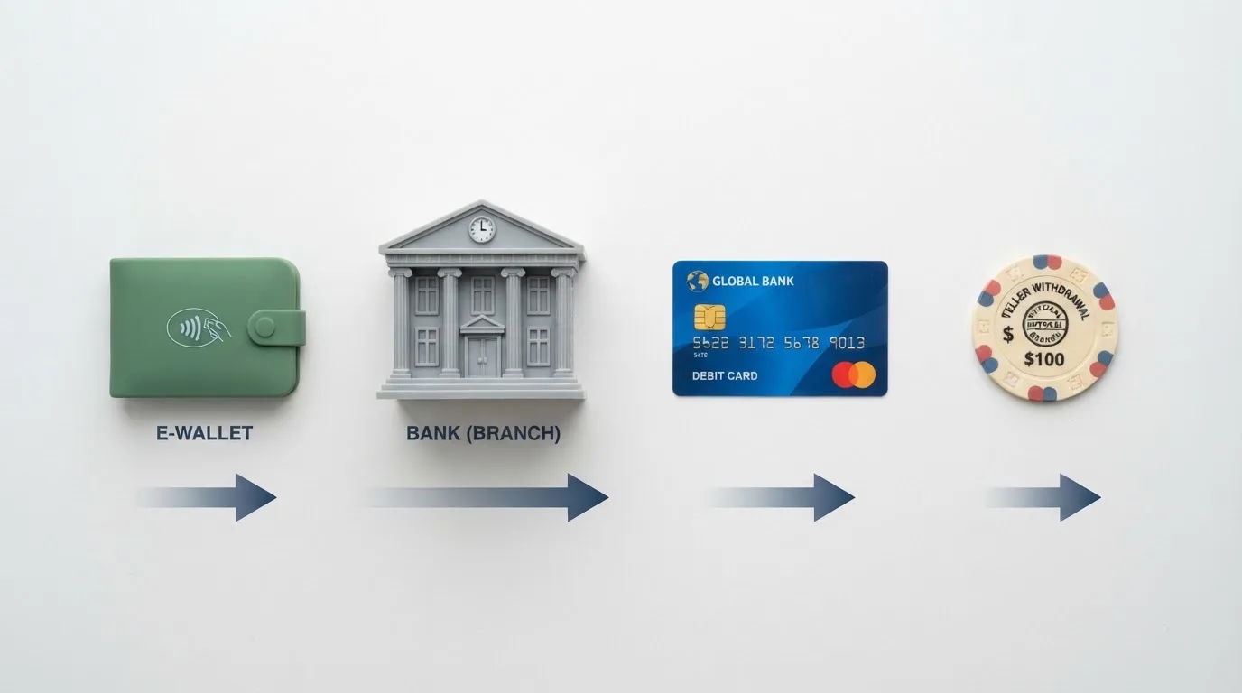 Infografika srovnávající rychlost výplaty čtyř platebních metod – e-wallet, bankovní převod, platební karta a hotovost na pobočce